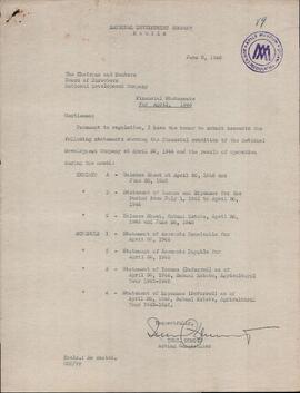 Financial Statements for April 1946
