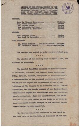 Minutes of the Special Board Meetingof the Board of Directors of the National Development Company